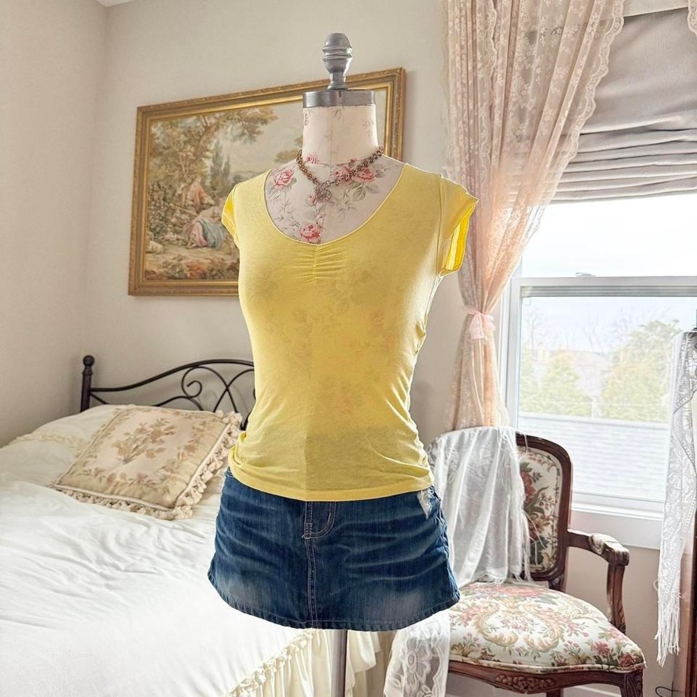 Y2K timing yellow cap sleeve top small